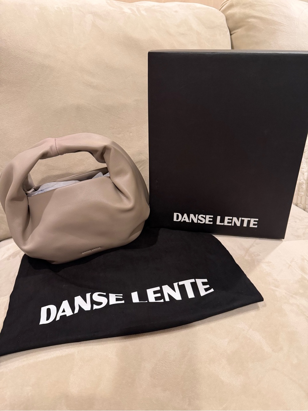 Authentic New Danse Lente Lola Leather Mini Bag Pewter Taupe Color